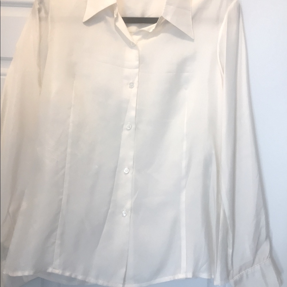 100 percent Sheer off white Silk Blouse